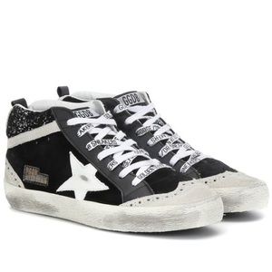 GOLDEN GOOSE black mid star velvet sneakers
